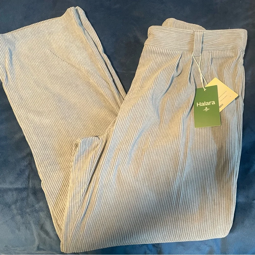 NWT Halara Mid Rise Zipper Pocket Corduroy Casual Pants Cloud Gray Blue Size L - Picture 7 of 7